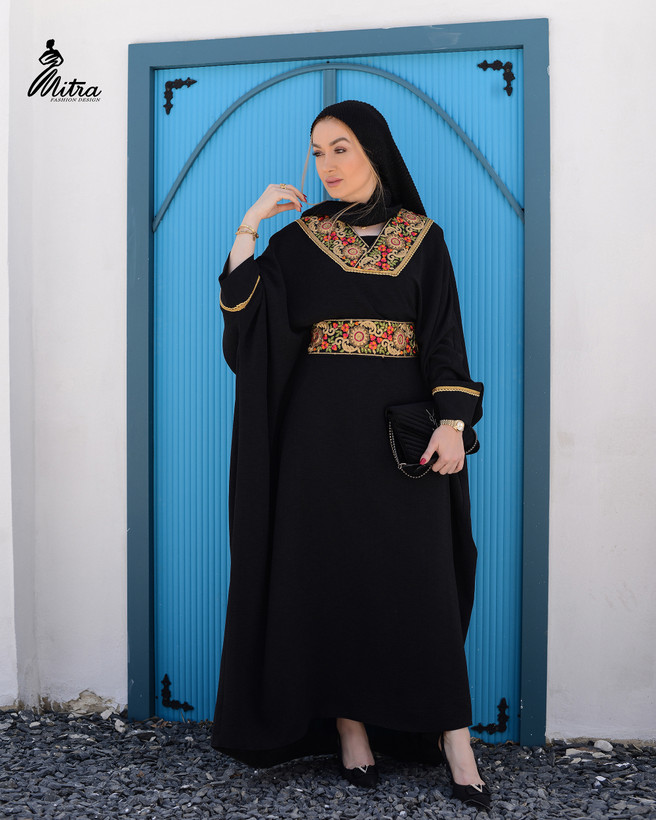 عبای مشکی زنانه بلند جنس ویسکوزنخ با یراق هندی