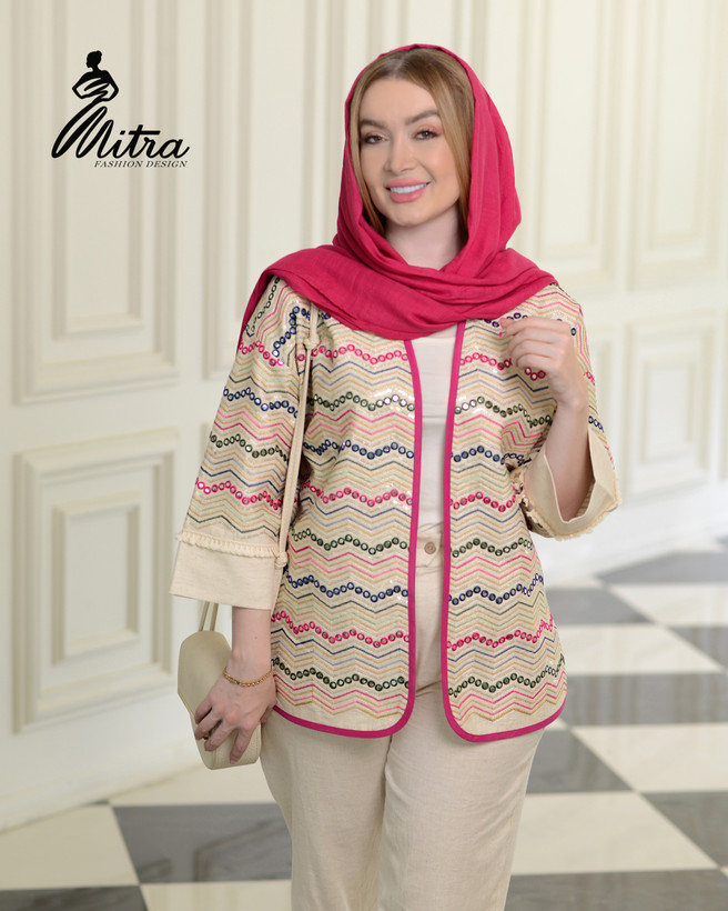 کت سوزندوزی هندی لینن کرم