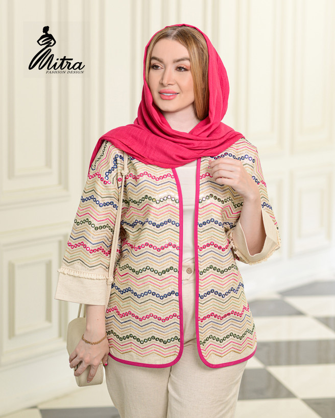 کت سوزندوزی هندی لینن کرم
